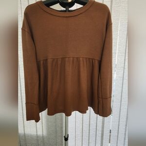 Wishlist Women's Brown Textured Long Sleeve Top